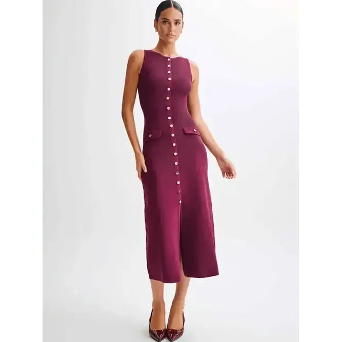 Other - Knit Ribbed Cardigan Maxi Dress Female High Waist Slim Pocket