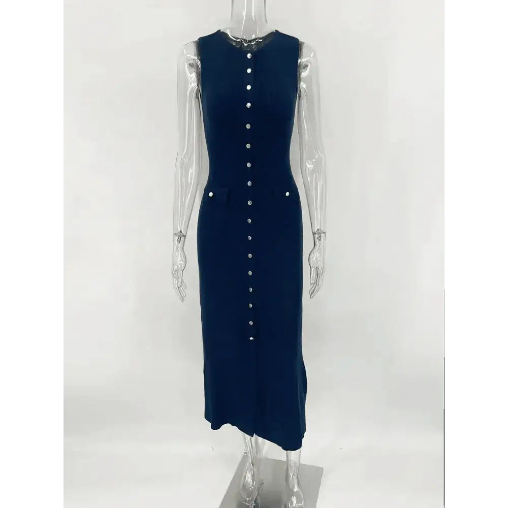 Other - Knit Ribbed Cardigan Maxi Dress Female High Waist Slim Pocket