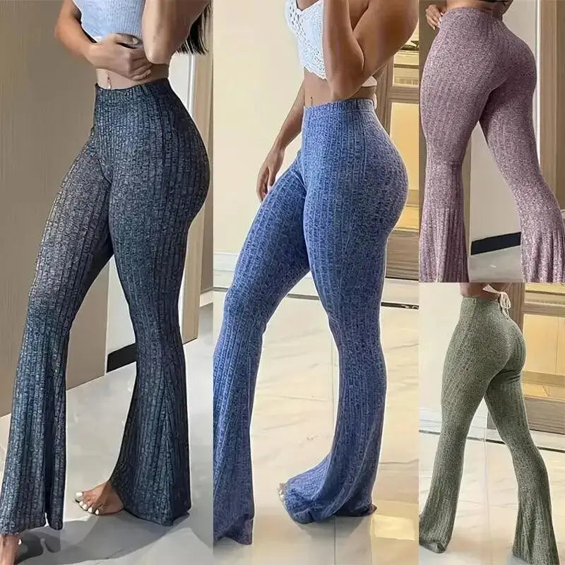 Slim High Waist Capris Sexy Bell Bottom Flare Tights Solid Hot Y2k-skinny&high
