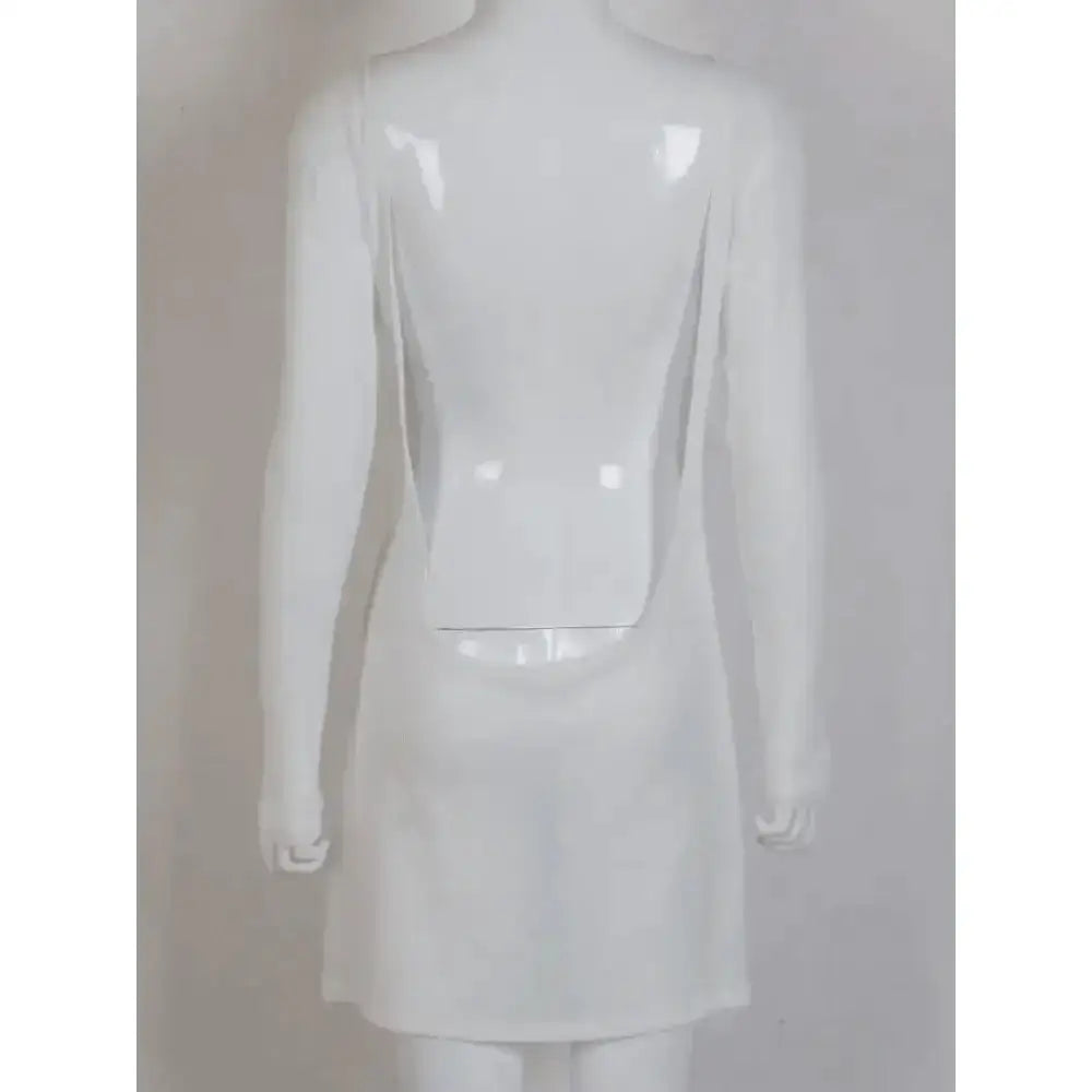 Other - Women Sexy Backless Dress Summer Long Sleeve Solid Color See Through